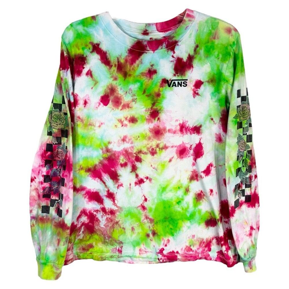 Vans Size XL Top Watermelon Van Tie Dye Handmade Pink Green Long Sleeve 1466